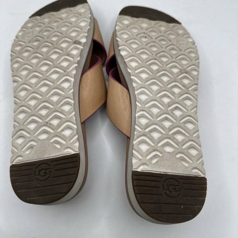 UGG Sandals Womens 8.5 Crisscross Slide Flats‎ Comfort 1016191 Brown Slip On